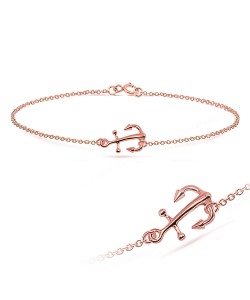 Anchor Rose Gold Plated Silver Anklet ANK-196-RO-GP